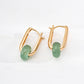 Vintage drop earrings with natural green aventurine gemstones in gold plated sterling silver