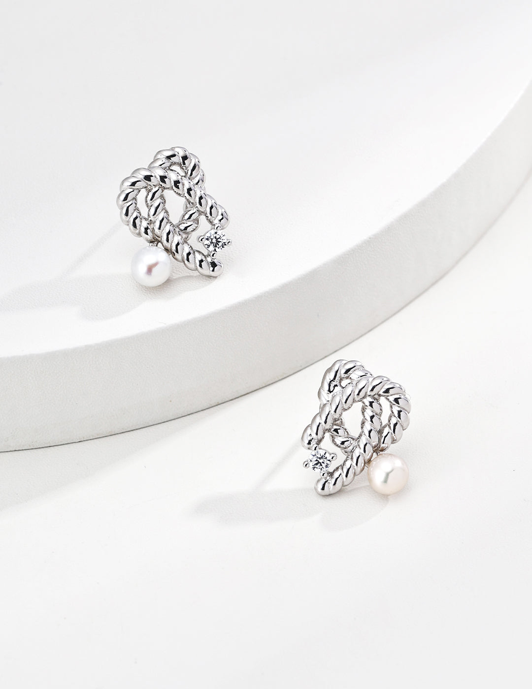 The "Rope of Light" Necklace & Earring Set - Natural Pearl & Zirconia in S925 Silver