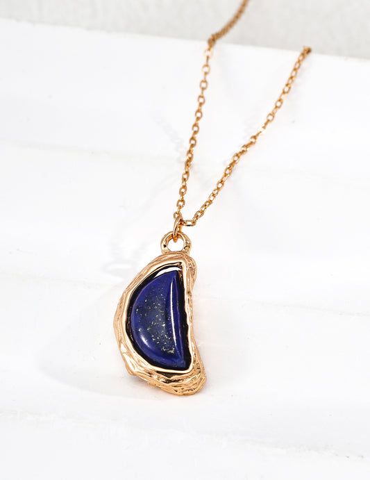 The "Midnight Crescent" Lapis Lazuli Necklace - 925 Sterling Silver