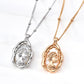Dare To Sparkle - Vintage queen cameo pendant necklace with natural mother of pearl shell background and liquid fluid frame with wheat ear details in silver and gold