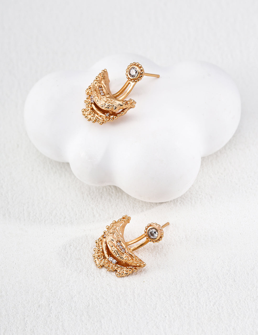 Dare To Sparkle - Innovative convertible 2-in-1 gold drop earrings with detachable vintage engraved plaques and daily cubic zirconia stud tops