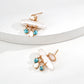 Dare To Sparkle - Coastal vintage gold stud earrings with natural baroque stick pearls and dangling mini turquoise and white shell charms