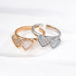 Dare To Sparkle - Romantic enamel heart open adjustable rings with a central sparkling cz crystal in vibrant silver and gold finishes