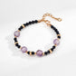 Dare To Sparkle - Elegant retro gold chain bracelet featuring alternating natural lavender amethyst gems, deep blue cinnabar stones, and textured gold beads