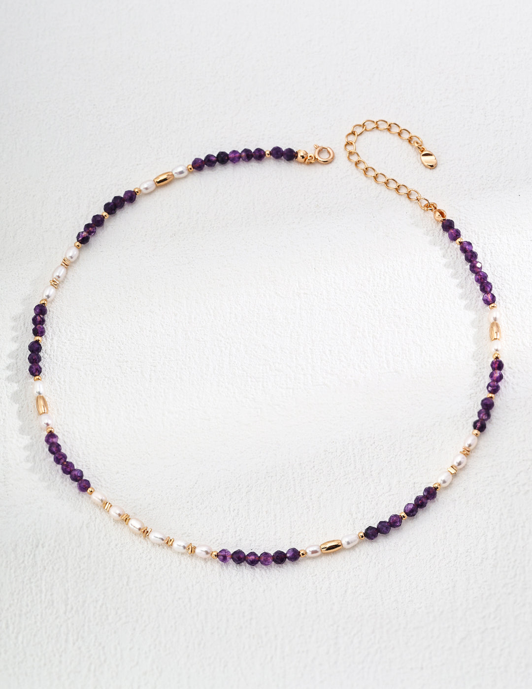 The "Amethyst Cadence" Necklace - Natural Amethyst & Pearl in S925 Silver