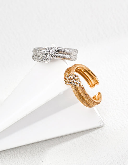 The "Frosted Flame" Ring - Matte Zirconia & Open-Band S925 Silver