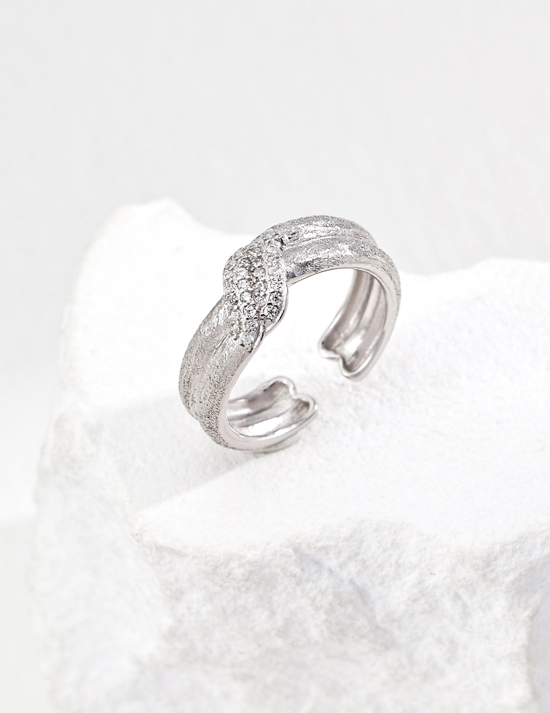 The "Frosted Flame" Ring - Matte Zirconia & Open-Band S925 Silver
