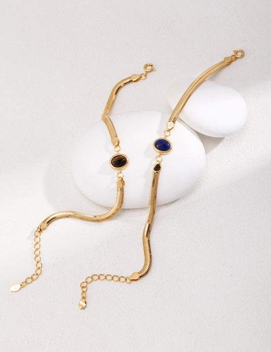 The "Horizon Flow" Bracelet - Natural Lapis Lazuli & Tiger's Eye in S925 Silver