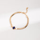Dare To Sparkle - Sleek 18k gold plated flat herringbone snake chain bracelets with a central bezel-set oval natural lapis lazuli