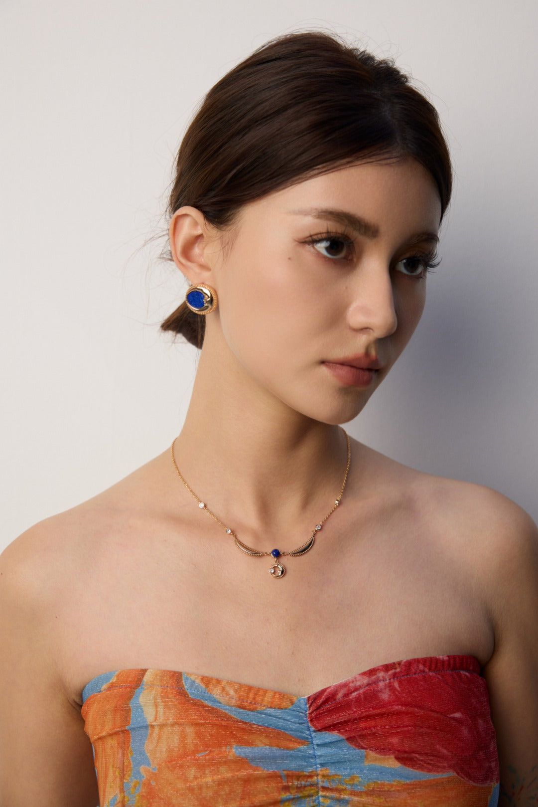 The "Midnight Halo" Necklace - Natural Lapis Lazuli & Crescent Moon in S925 Silver