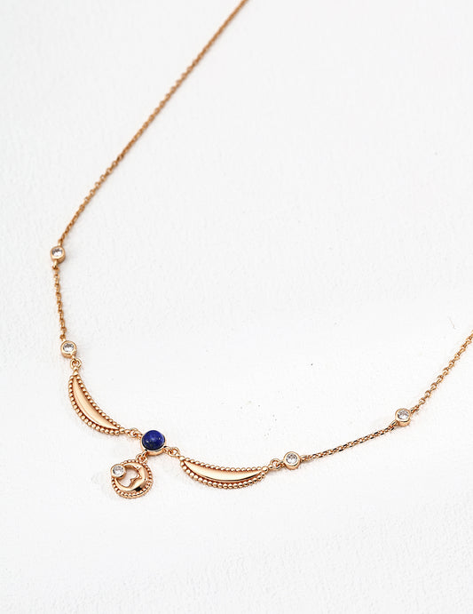 The "Midnight Halo" Necklace - Natural Lapis Lazuli & Crescent Moon in S925 Silver