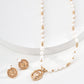 Dare To Sparkle - Vintage gold queen cameo necklace with natural pearls and matching zirconia pearl stud earrings set