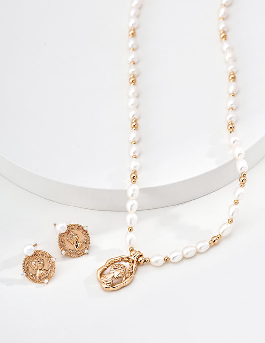 The "Reigning Grace" Coin & Pearl Collection - Mother of Pearl in Gilded Silver