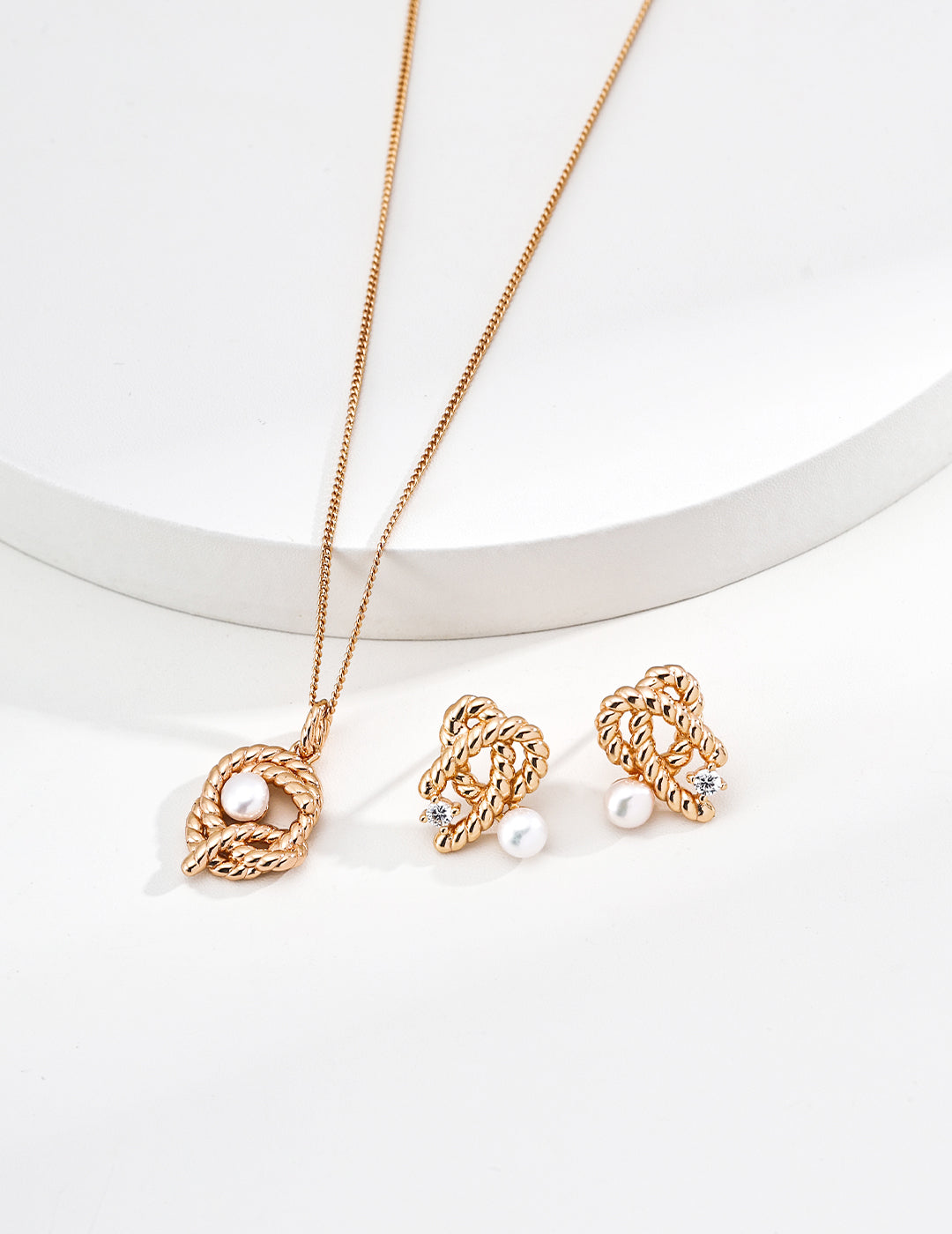 The "Rope of Light" Necklace & Earring Set - Natural Pearl & Zirconia in S925 Silver