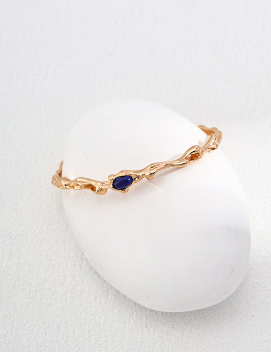 The "Lapis Insight" Open Bangle - Genuine Lapis Lazuli in S925 Sterling Silver