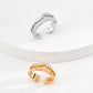 Dare To Sparkle - Statement wide multi-layered open adjustable rings featuring an organic deconstructive molten metal architectural texture in silver and gold