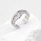 Dare To Sparkle - Statement wide multi-layered open adjustable rings featuring an organic deconstructive molten metal architectural texture in silver
