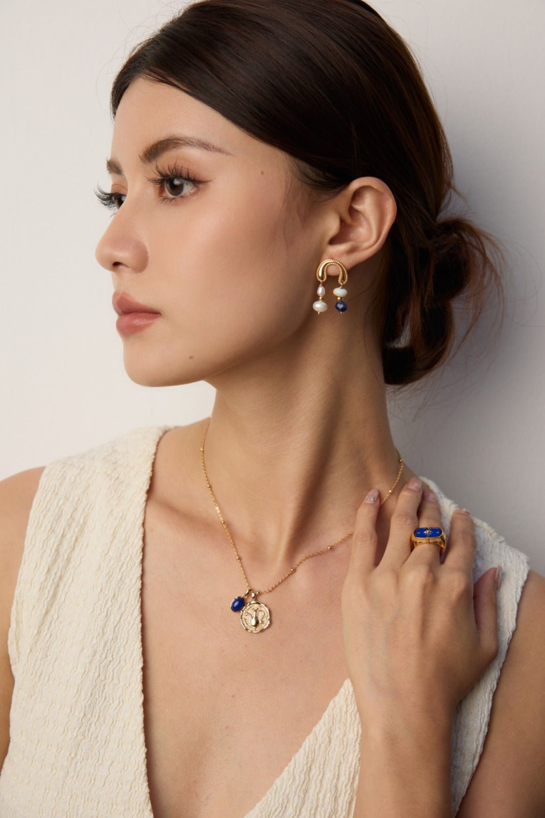 The "Wishing Jar" Pendant Necklace - Genuine Lapis Lazuli & Relief Coin in S925 Silver