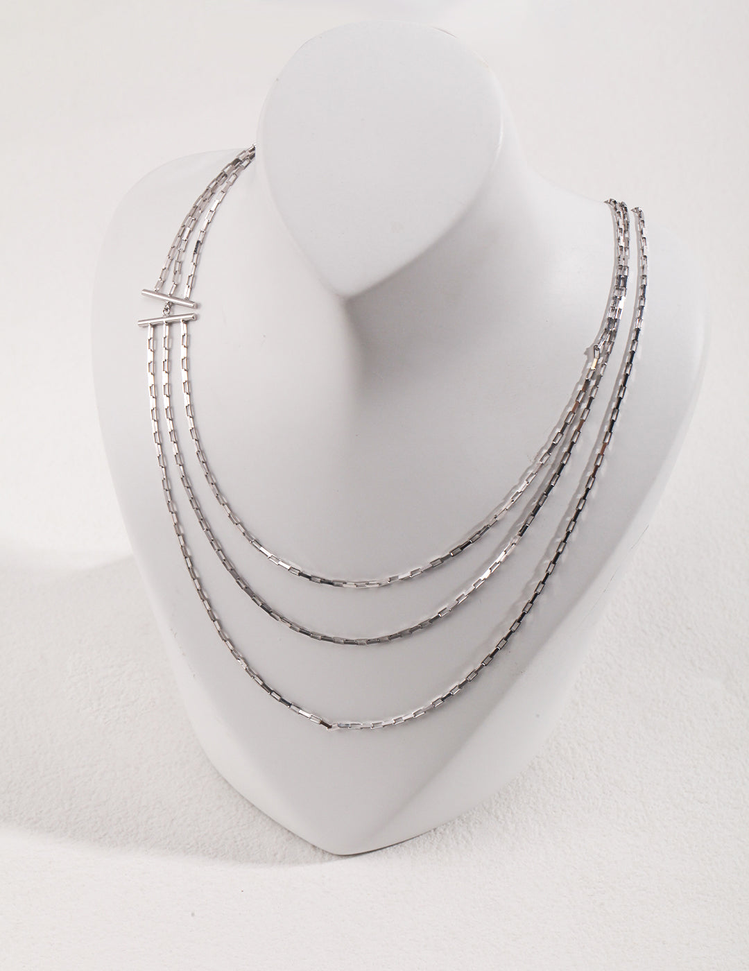 The "Trio Ripple" Layered Necklace - Geometric Triple Strand in S925 Silver