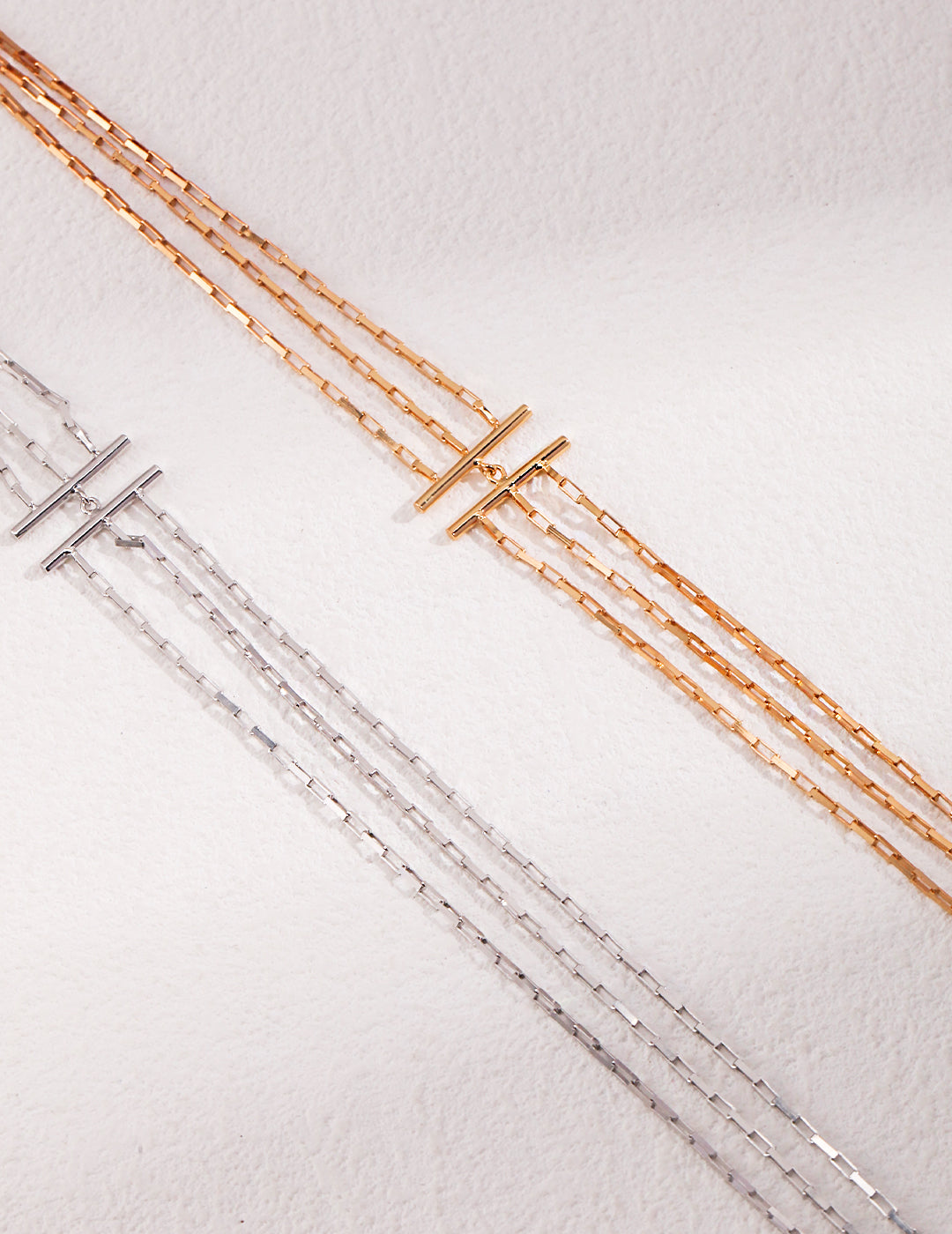 The "Trio Ripple" Layered Necklace - Geometric Triple Strand in S925 Silver