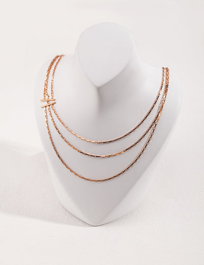 The "Trio Ripple" Layered Necklace - Geometric Triple Strand in S925 Silver