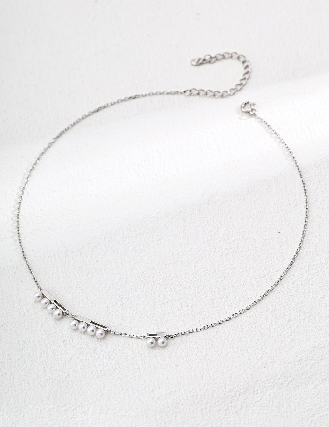 The "Dewdrop Rhythm" Collection - Linear Pearl Necklace & Huggie Earrings in S925 Silver