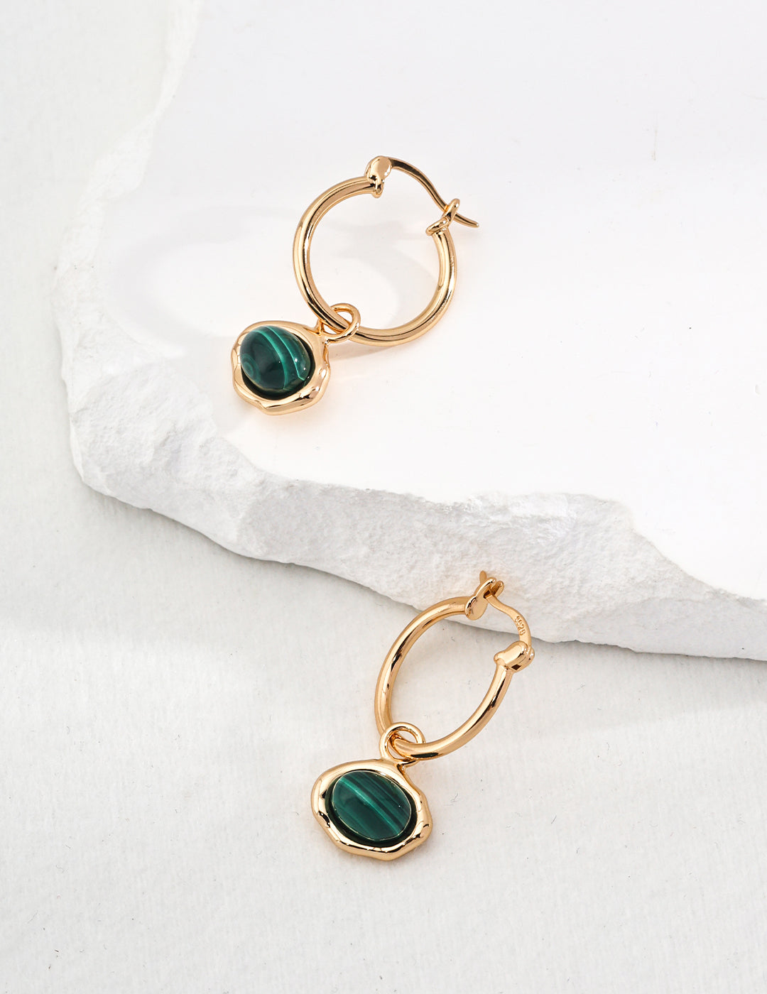 The "Duality Loop" Earring Set - Detachable Opalite & Malachite in Sculpted S925 Silver