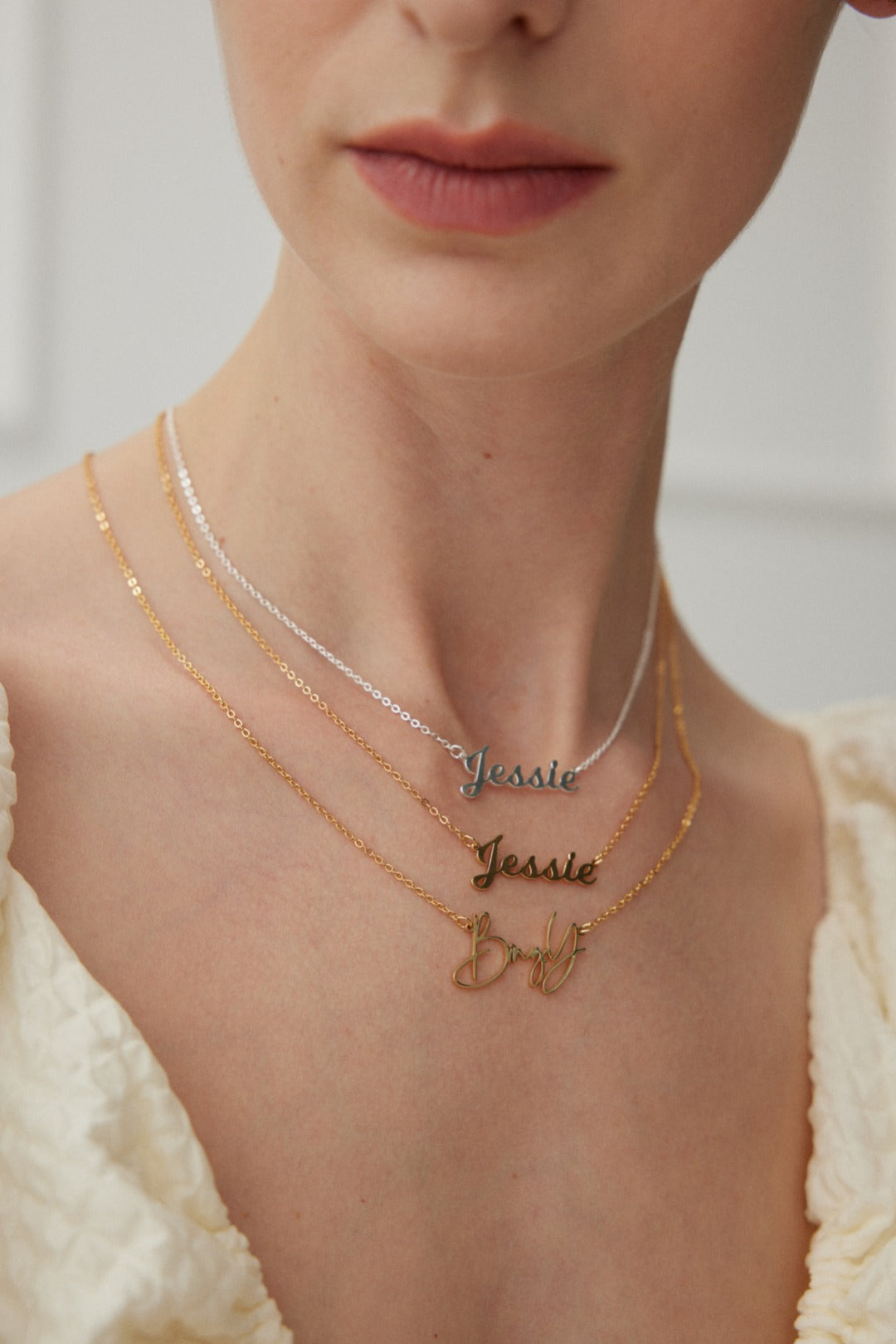 The "Signature Aura" Necklace - Custom Nameplate in S925 Silver | Your Name, Your Story, Your Own Radiant Spark