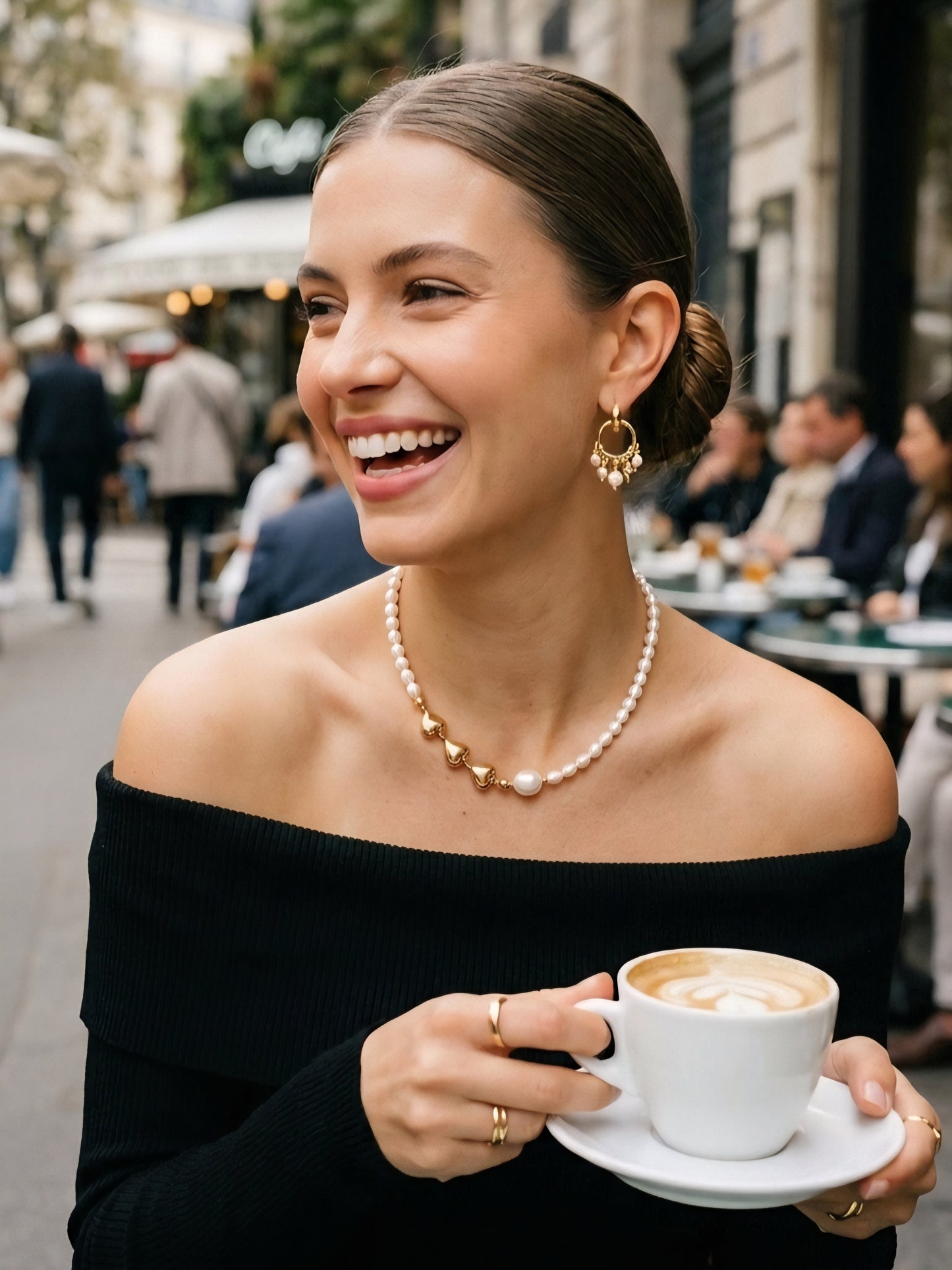 The "Heartbeat of the Sea" Necklace - Natural Pearl & Gilded Hearts